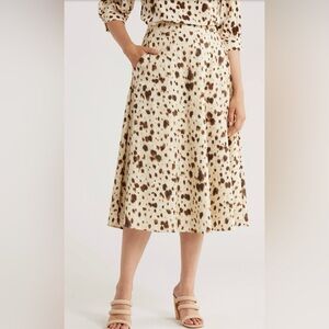 🆕 NWT! T Tahari Poplin Leopard Print Midi Skirt